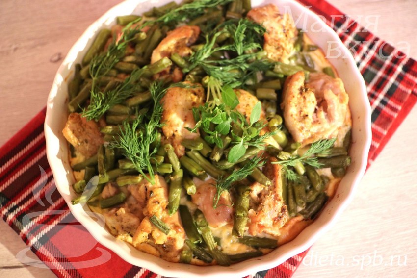 Омлет с грибами и стручковой фасолью