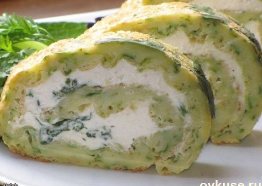 Рулет из кабачков с грибами