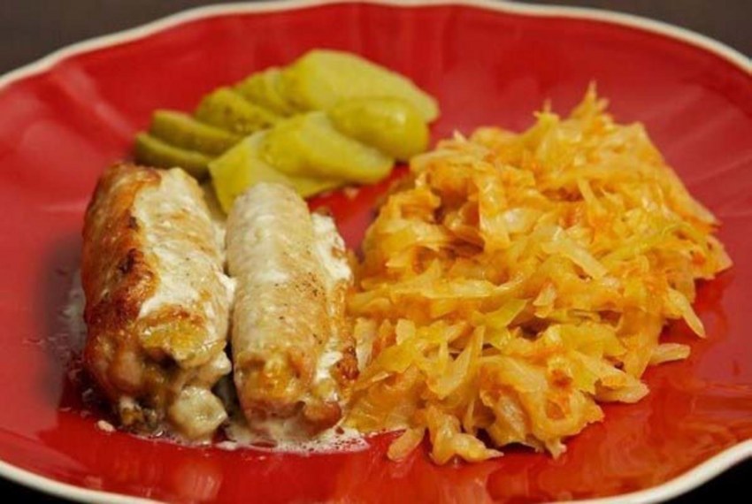 Крученики мясные из свинины , с грибами
