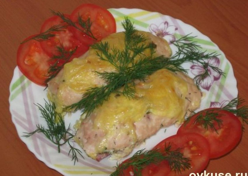 Курица фаршированная сыром