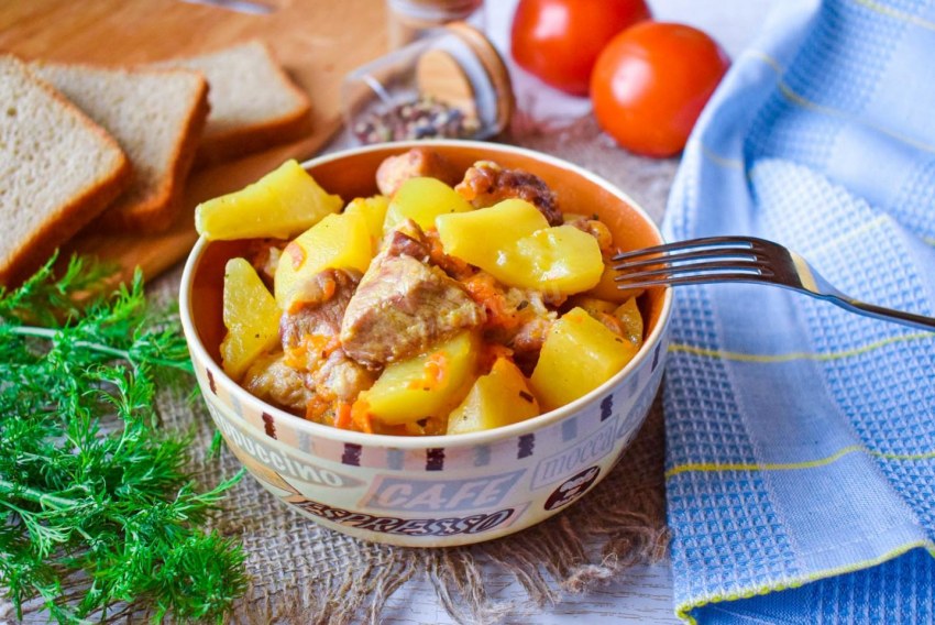Картошка с грибами и молоком