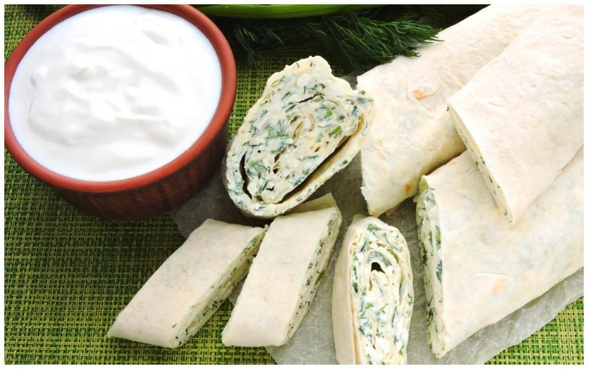 Лаваш с творогом и зеленью