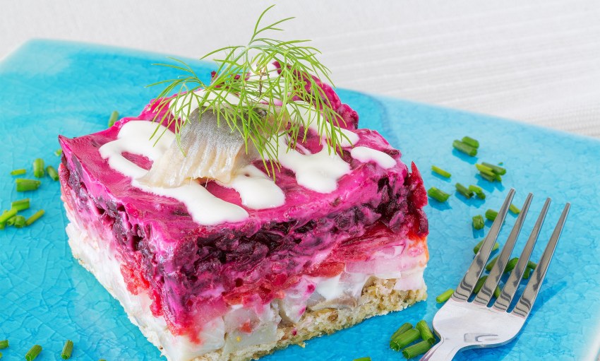 Молекулярная кухня селедка под шубой