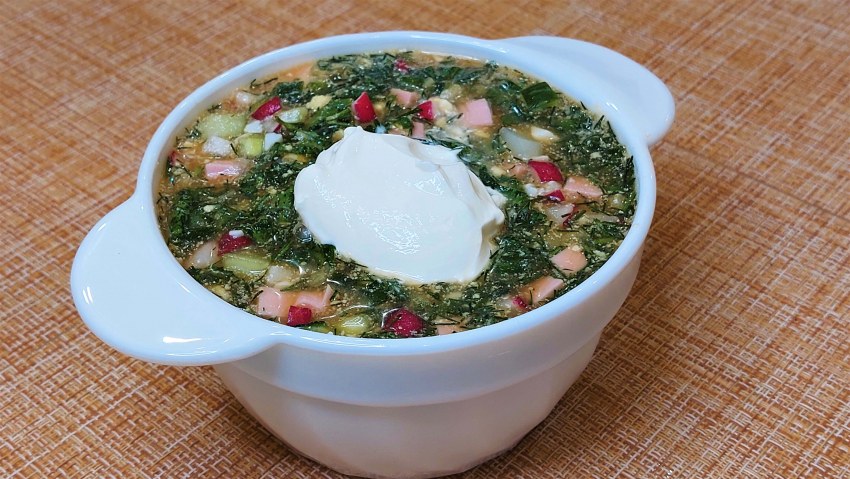 Окрошка с микрозеленью
