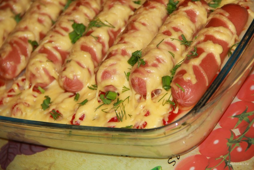 Запеканка из макарон с сосисками