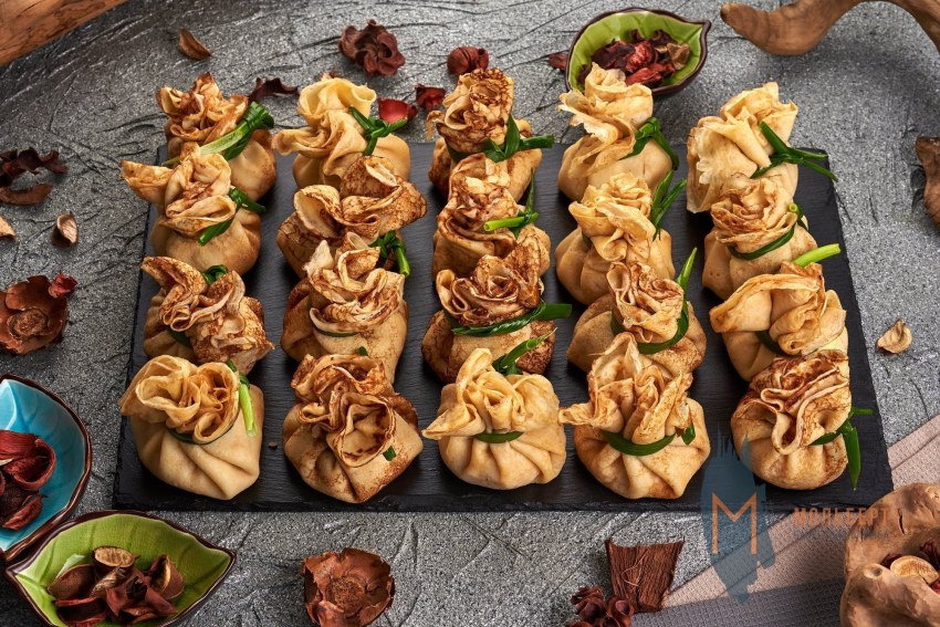 Блинные мешочки с грибами