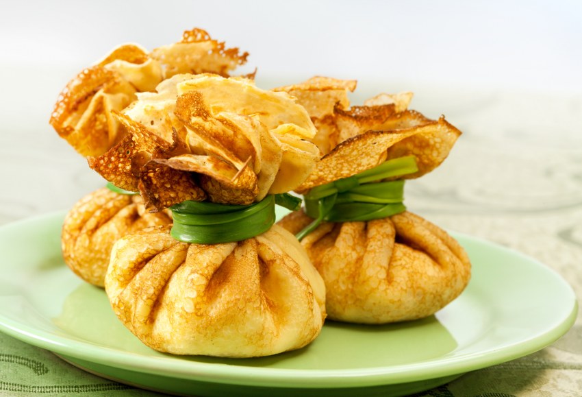 Блинные мешочки с начинкой