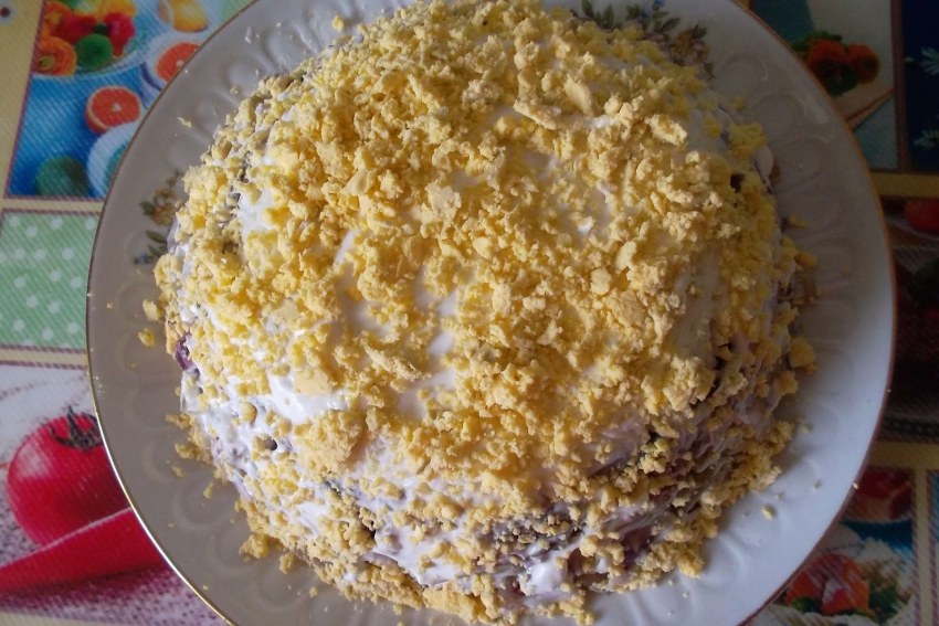 Салат сугробы с корейской морковкой
