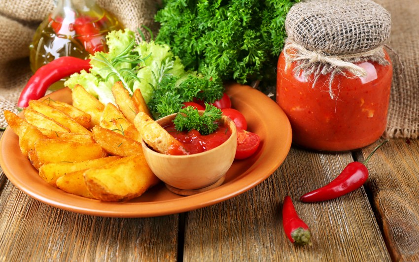 Картофель фри с овощами
