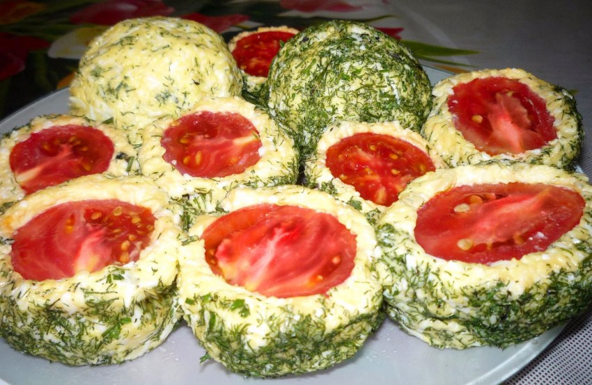 Закуска черри с чесноком и сыром
