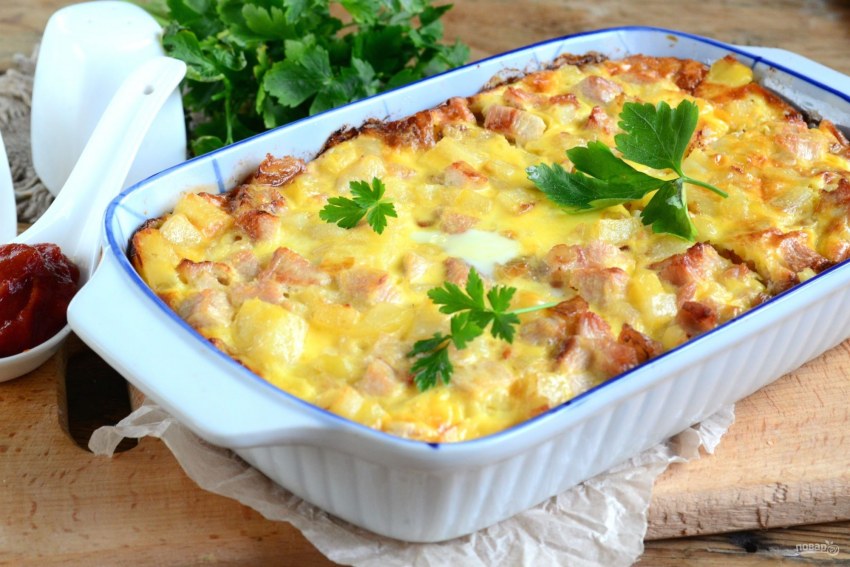 Запеканка с курицей и овощами