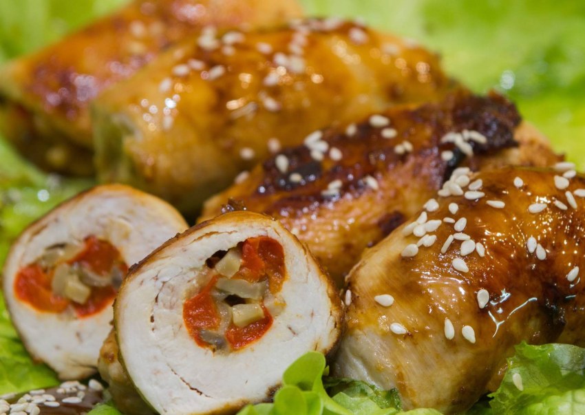 Куриные рулетики с грибами