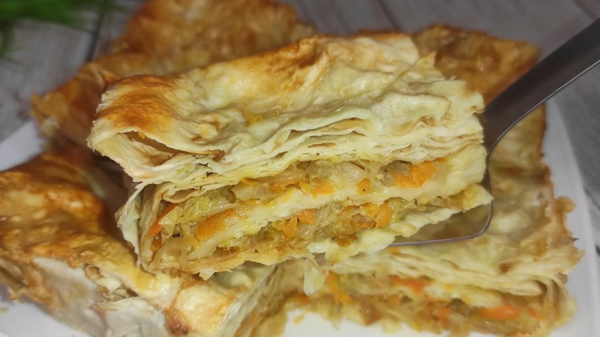 Конвертики из лаваша с капустой