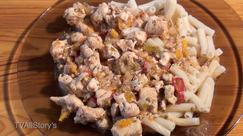 Куриное филе в томатном соусе на сковороде кусочками