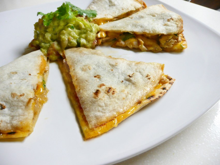 Leftover Chicken and Cheese Quesadilla