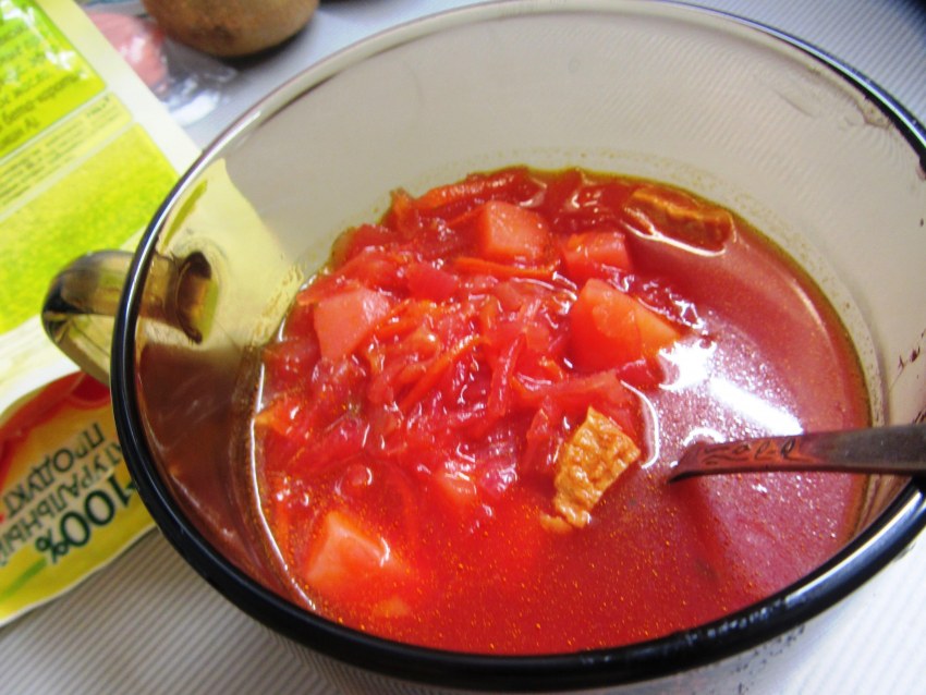 Кухонная доска с рецептурой борща