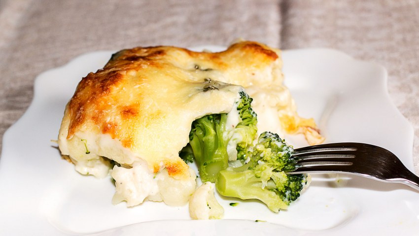 Картофельный гратен с курицей и грибами