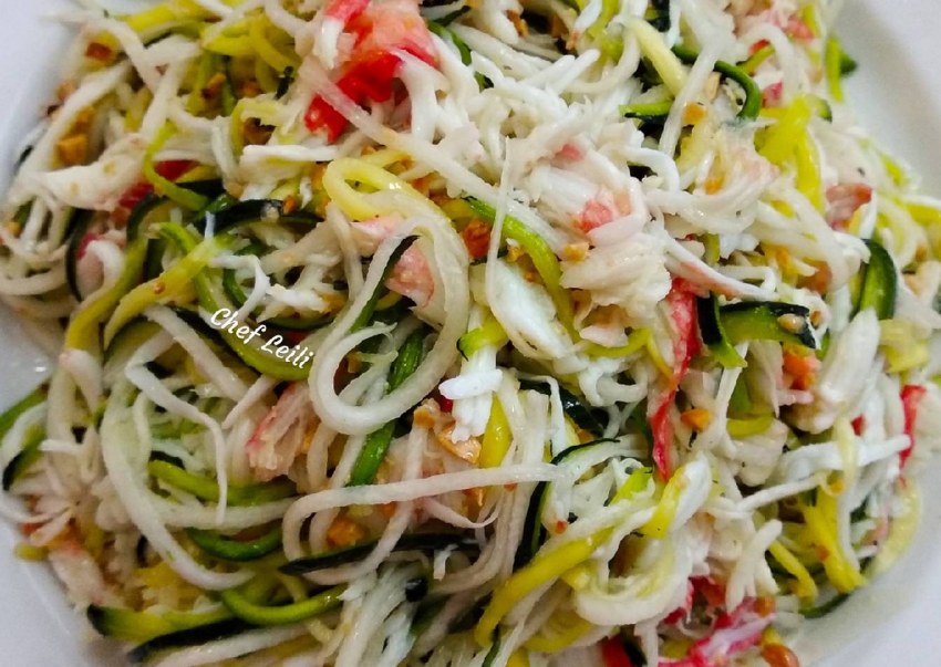 Салат с зеленой редькой и говядиной