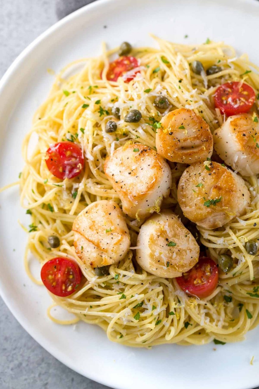 Макароны морской гребешки