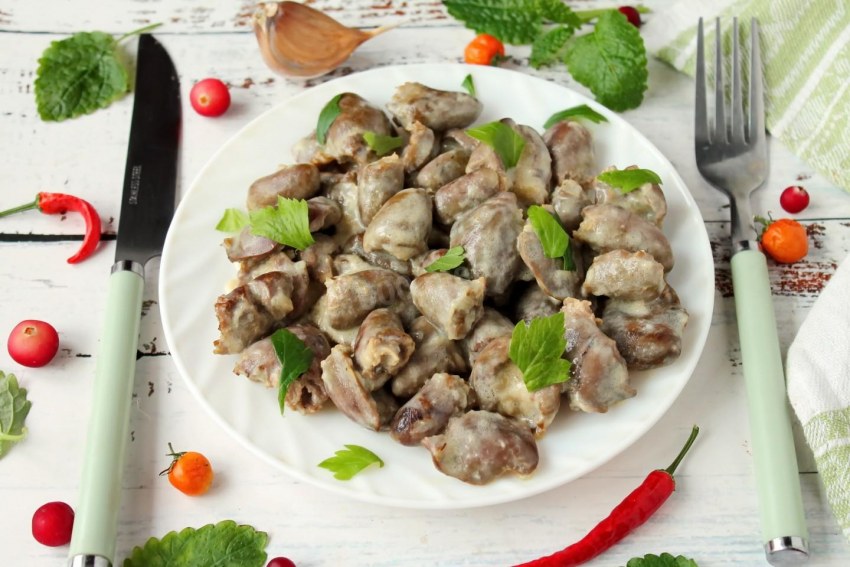 Куриные желудки и сердечки