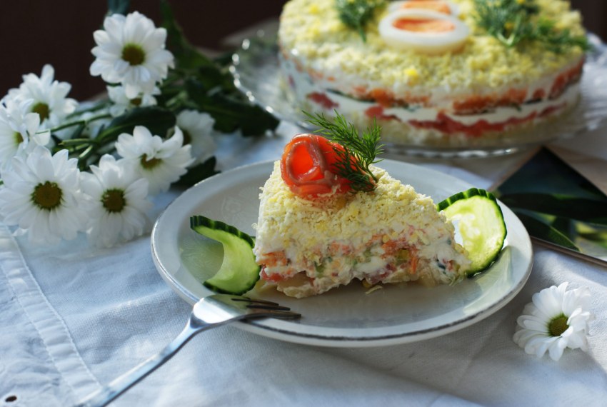 Мимоза из горбуши консервированной