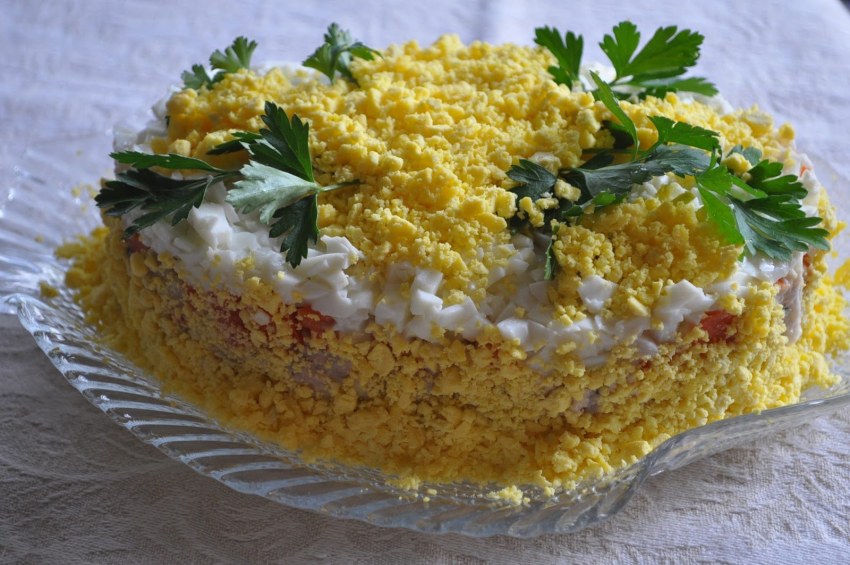 Салат Оливье Мимоза