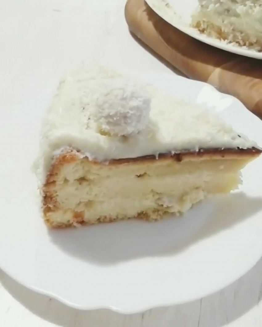 Торт без выпечки Рафаэлло кокосовый