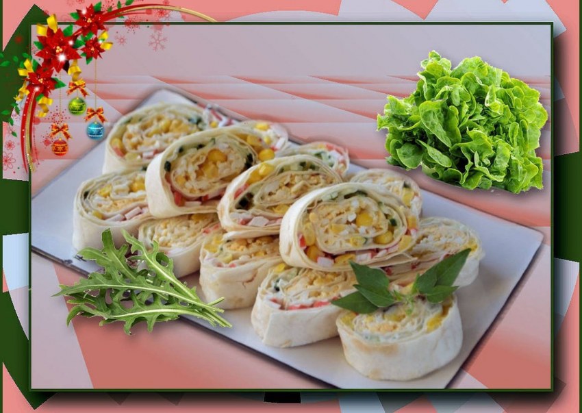 Закуска в лаваше с крабовыми палочками