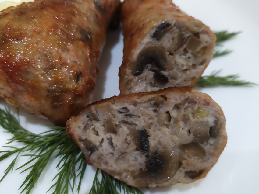 Куриные окорочка фаршированные грибами
