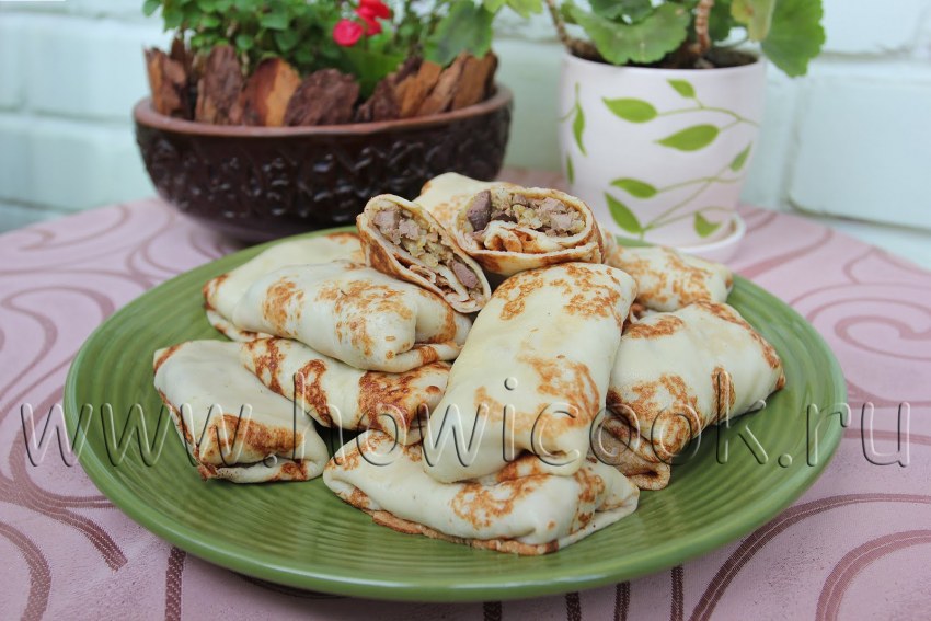 Блинчики фаршированные печенью