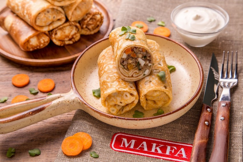 Блинчики с мясом и рисом