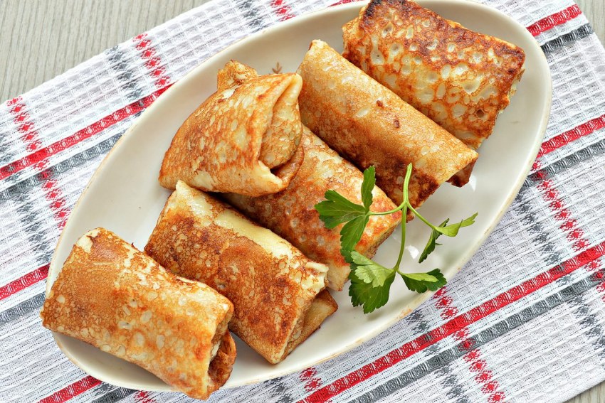Блинчики с рисом и грибами