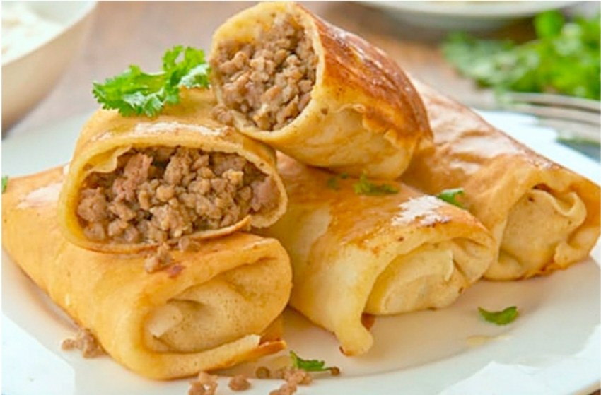 Блины с ветчиной и сыром