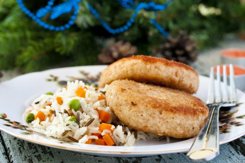 Блюдо с креветками и рисом