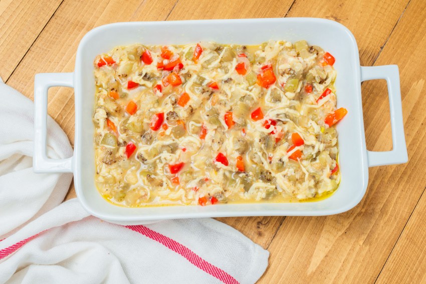 Запеканка с рисом брокколи и курицей