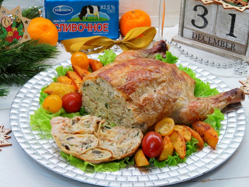 Украсить фаршированную курицу