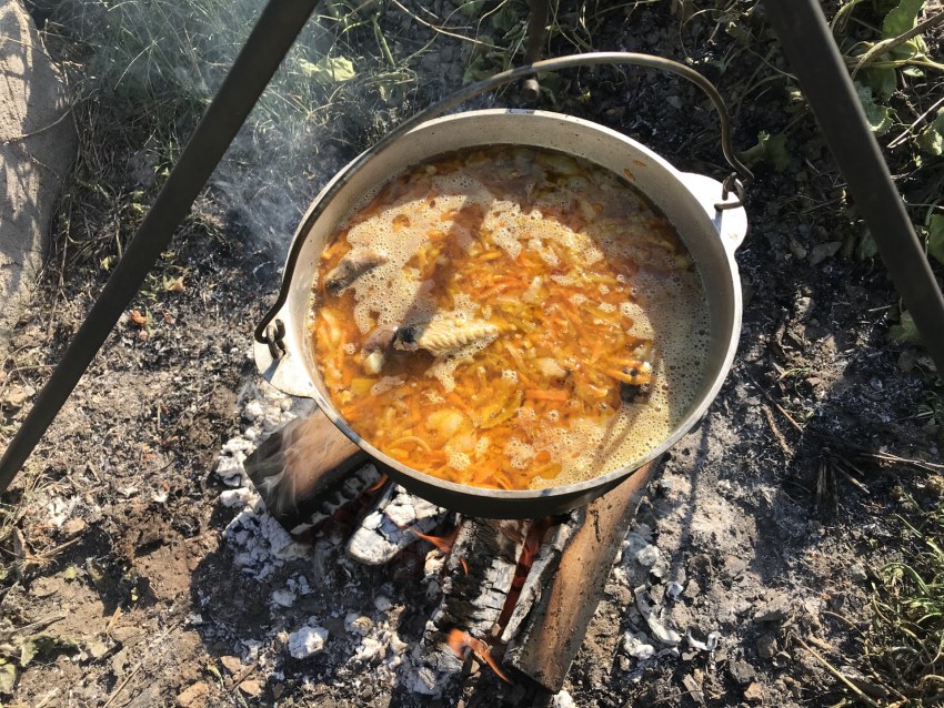 Шулюм из дикой утки на костре
