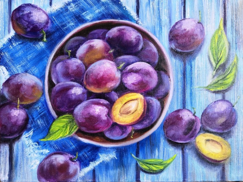 Сливы в живописи маслом