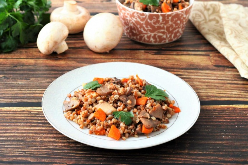 Гречка по купечески с грибами