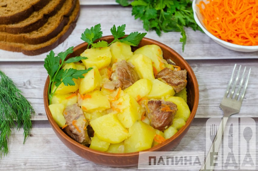 Томленая картошка с мясом