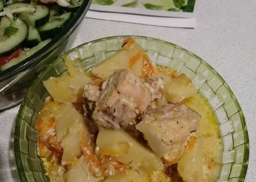 Картофель тушеный с грибами