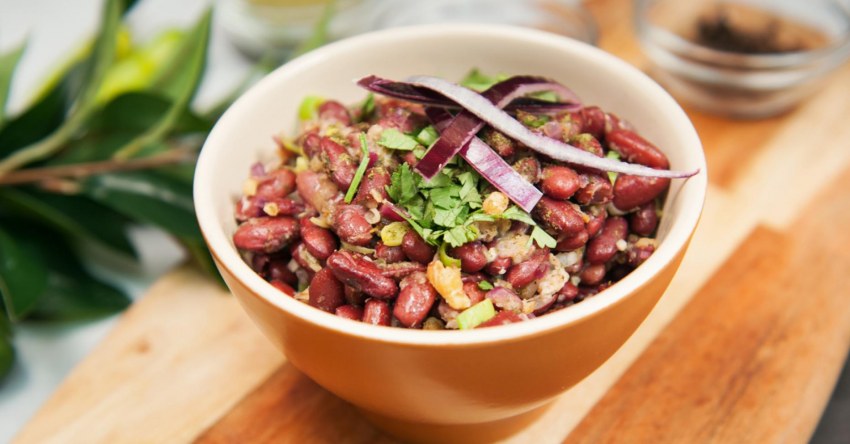 Лобио с шампиньонами
