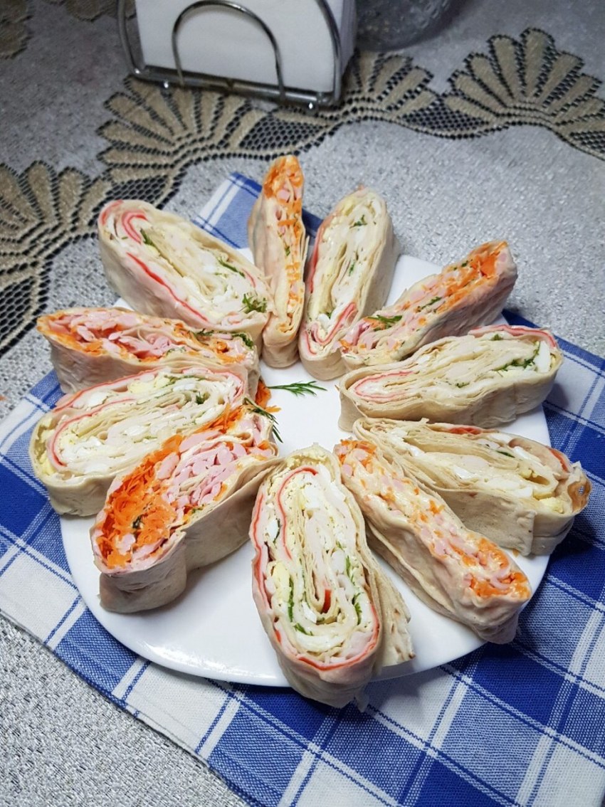 Рулет из лаваша начинки простые и вкусные