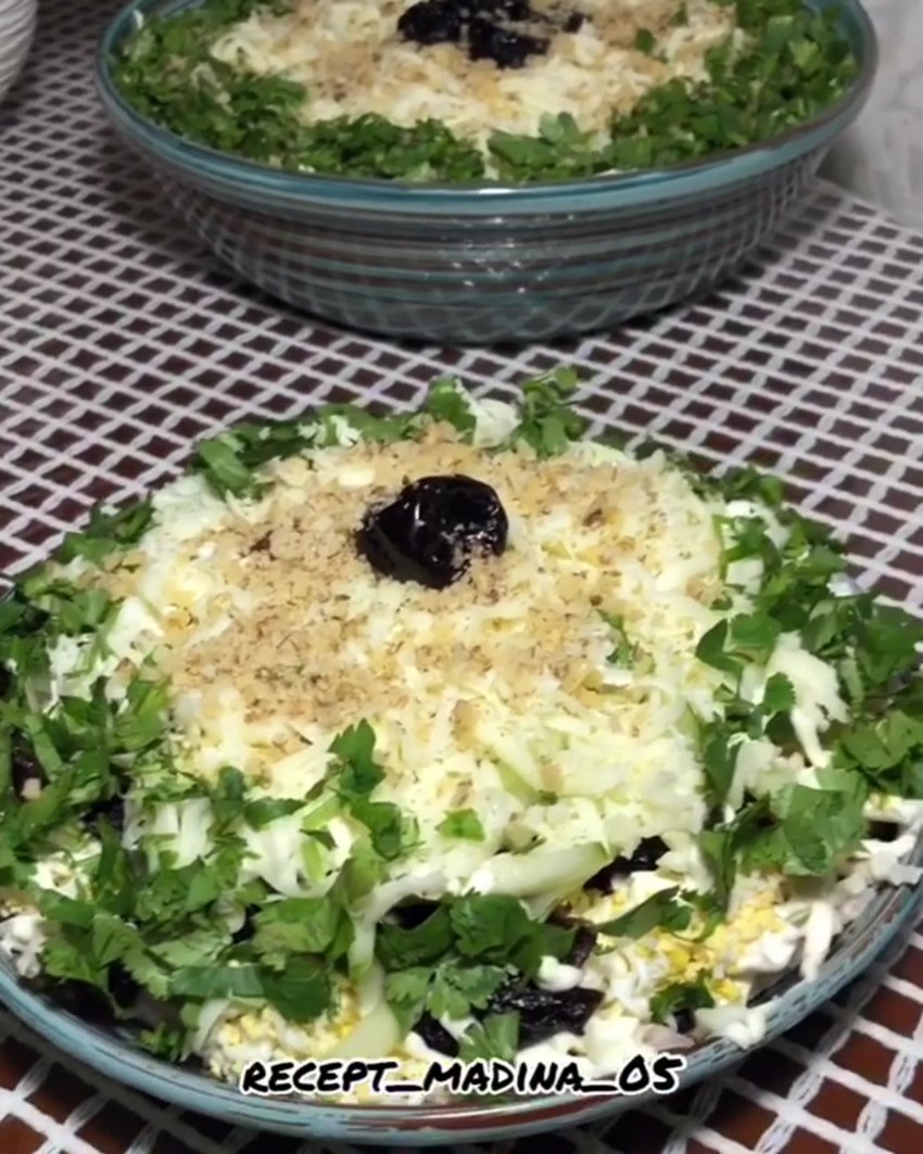 Салат шахматы с грецким орехом