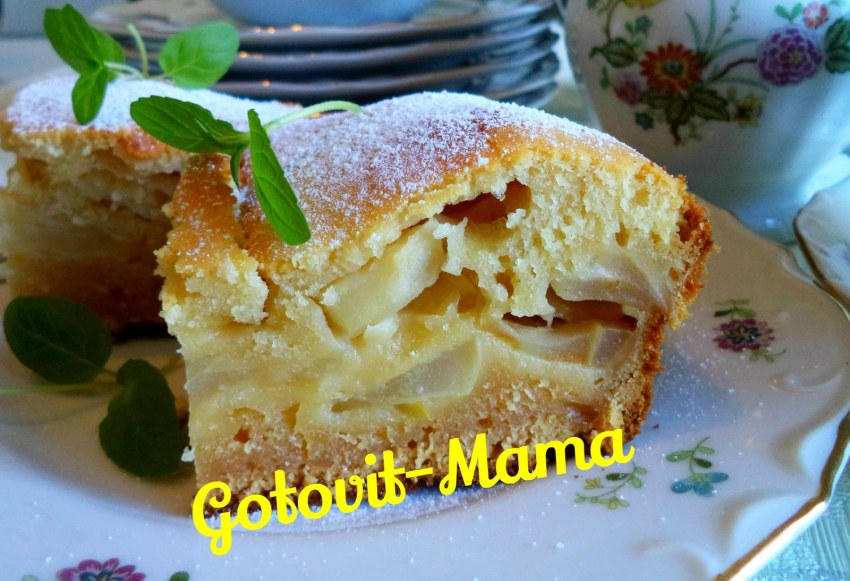 Заливной пирог с яблоками в духовке