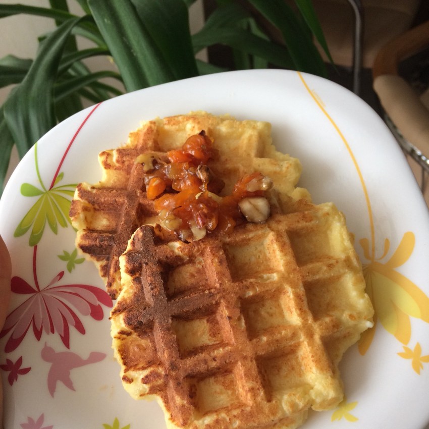 Вафли из творога в вафельнице диетические с кукурузной мукой