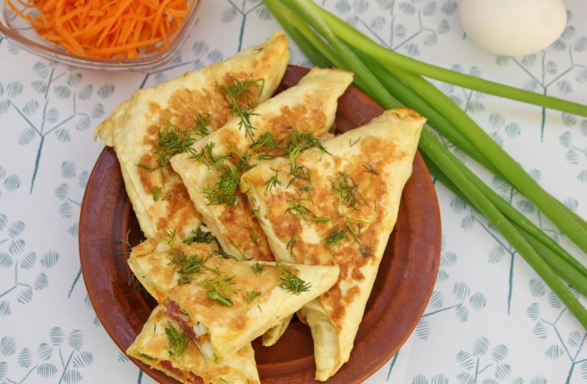 Лавашные конвертики с ветчиной и сыром
