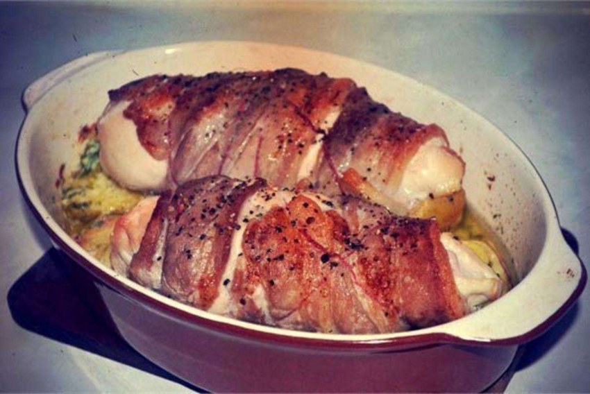 Грудка с беконом и картошкой