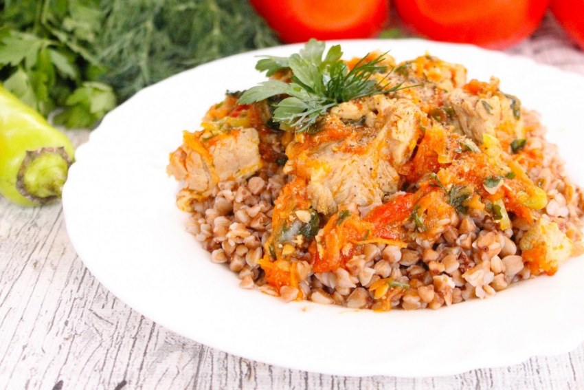 Гречка с печенкой