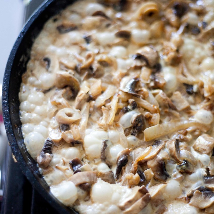 Орзо с вешенками